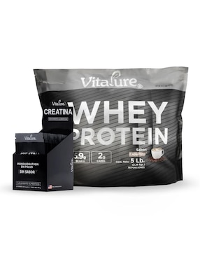 Kit de suplementos alimenticios Whey protein 2.26 kg capuchino + sobres creatina Vitapure