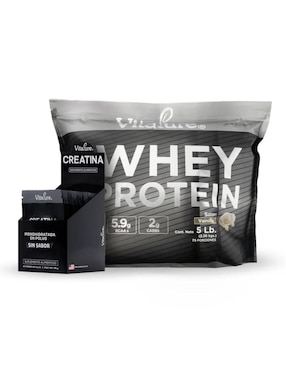 Kit de suplementos alimenticios Whey protein 2.26 kg vainilla + sobres creatina Vitapure