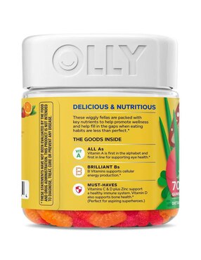 Kids Multi Gummy Worms Olly con Multivitaminico sabor ponche de frutas de 70 gomitas