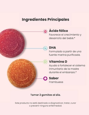 Multivitamínico prenatal Ácido Fólico + DHA 84 gomitas Vitaminas Mujer Olly sabor Frambuesa
