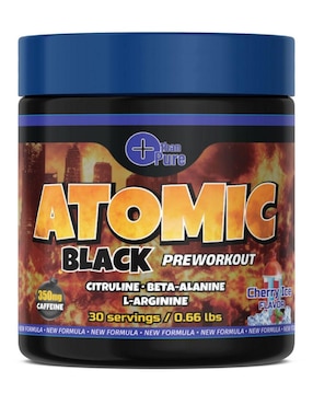 Preentreno Atomic Black More Than Pure con cafeína sabor cereza de 300 G