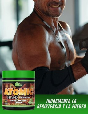 Preentreno Atomic Black More Than Pure con cafeína sabor kiwi de 300 G