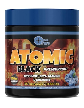 Preentreno Atomic Black More Than Pure con cafeína  sabor blueberry de 300 G