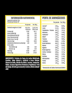 Hydrotein Naturals Whey Protein Advance Nutrition con proteína de suero de leche sabor fresa plátano de 2.2 kg