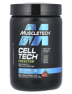 Cell Tech Creactor Muscletech con creatina sabor ponche de frutas de 250 g
