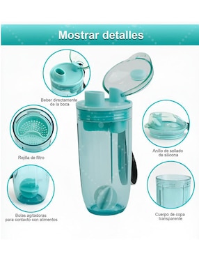 Termo shaker Xtellar de plástico con tapa push pull 400 ml