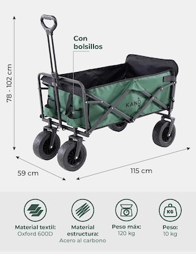 Carrito vagón plegable Droplet con capacidad de 120 kg