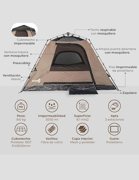 Casa de campaña Droplet para 6 personas