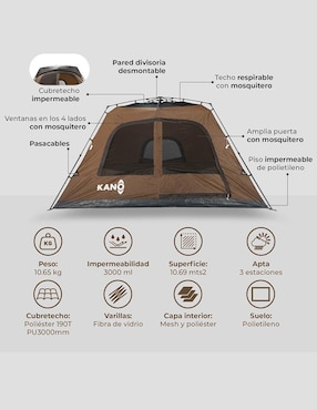 Casa de campaña Droplet para 8 personas