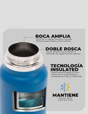 Termo Droplet de acero inoxidable con tapa rosca 1L
