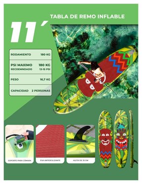 Kit tabla de surf Level Fitness surf Tabla de Surf Crazy Tribe