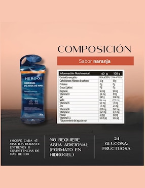 Set de suplementos alimenticios hidrogel sabor naranja Herooj