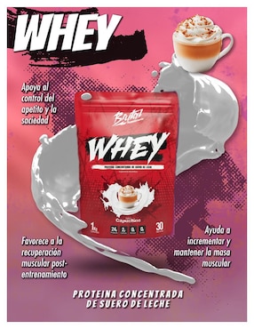 Whey con proteína de suero de leche sabor capuccino de 1 kg