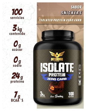 Isolate protein zero carb Defender Nutrition con proteína de suero de leche sabor chocolate de 3 kg