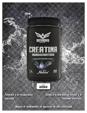 Creatina monohidratada Defender Nutrition sabor natural de 1 kg