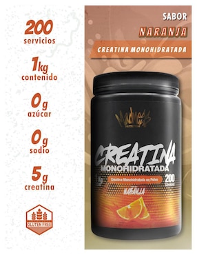 Creatina monohidratada Madness Nutrition sabor naranja de 1 kg