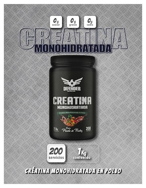 Creatina monohidratada Defender Nutrition con creatina ponche de frutas de 1 kg