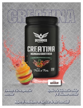 Creatina monohidratada Defender Nutrition con creatina ponche de frutas de 1 kg