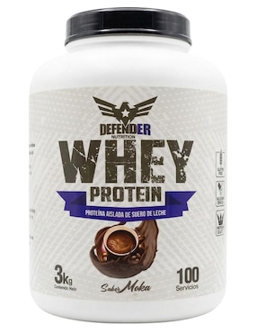 Whey Protein Defender Nutrition con proteína de suero de leche sabor moka de 3 kg