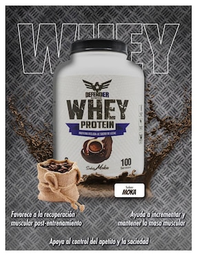 Whey Protein Defender Nutrition con proteína de suero de leche sabor moka de 3 kg