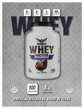Whey protein Defender Nutrition con proteína de suero de leche sabor chocolate de 3 kg
