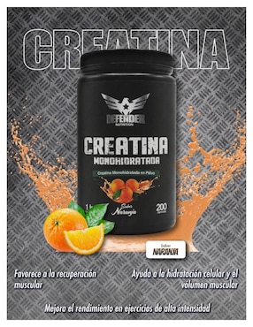 Creatina monohidratada Defender Nutrition sabor naranja de 1 kg