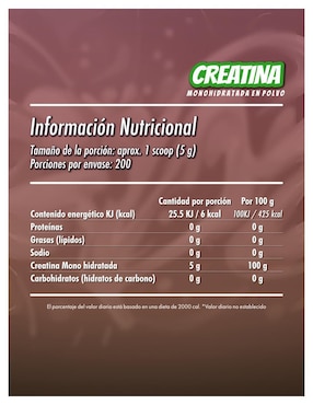 Creatina monohidratada Madness Nutrition sabor ponche de frutas de 1 kg