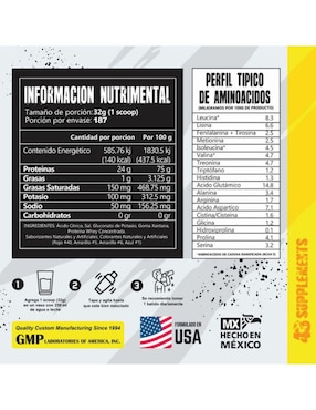 Proteína hidrolizada zero 43 Supplements sabor vainilla de 6 kg