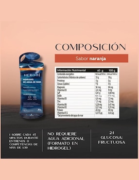 Hidrogel Herooj Sabor a Naranja con Agua de Mar Herooj con Vitamina A