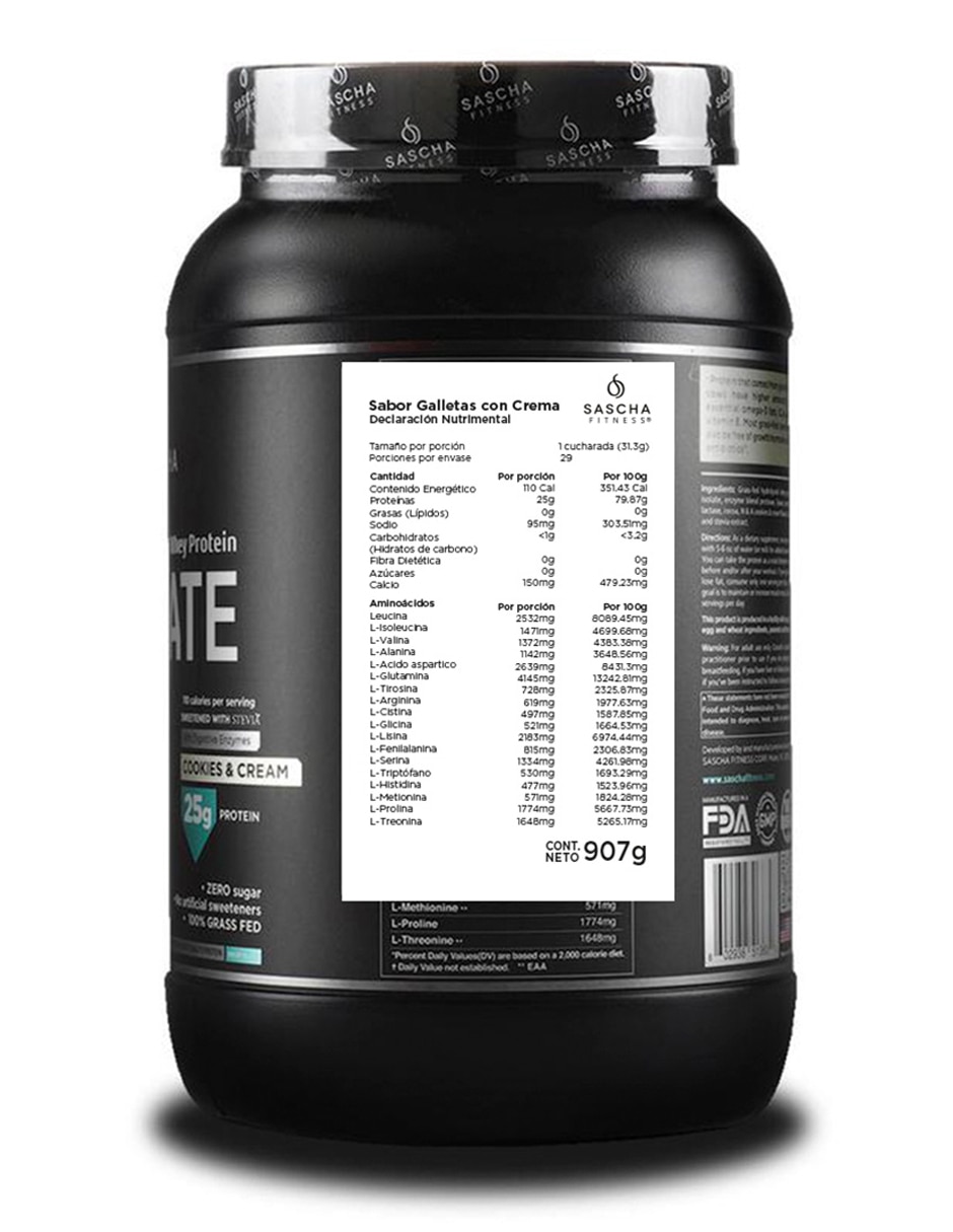 Proteína Hidrolizada sabor cookies & cream de 907 g 2