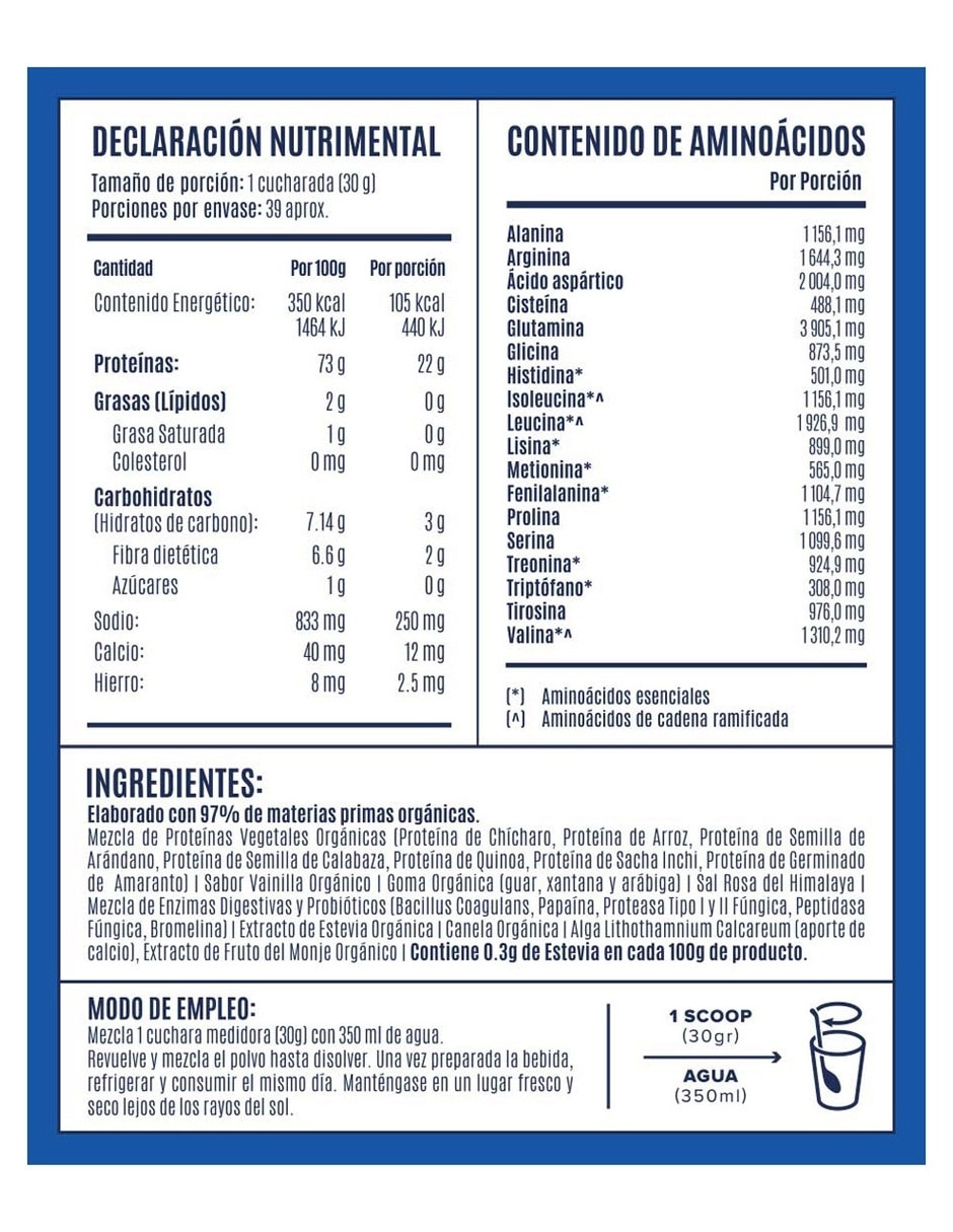 Proteína Vegetal Orgánica sabor vainilla de 1.17 kg 6