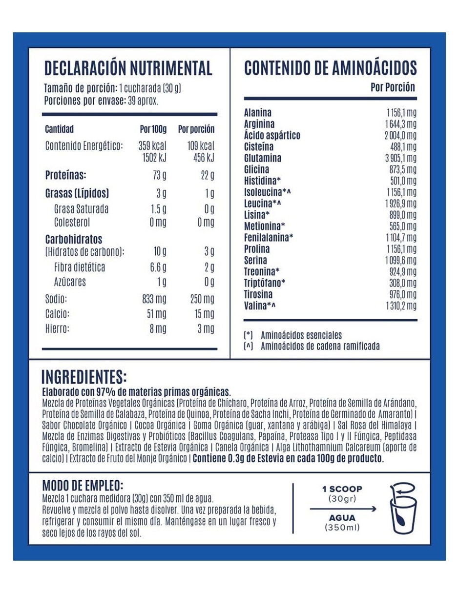 Proteína Vegetal Orgánica sabor chocolate de 1.17 kg 6