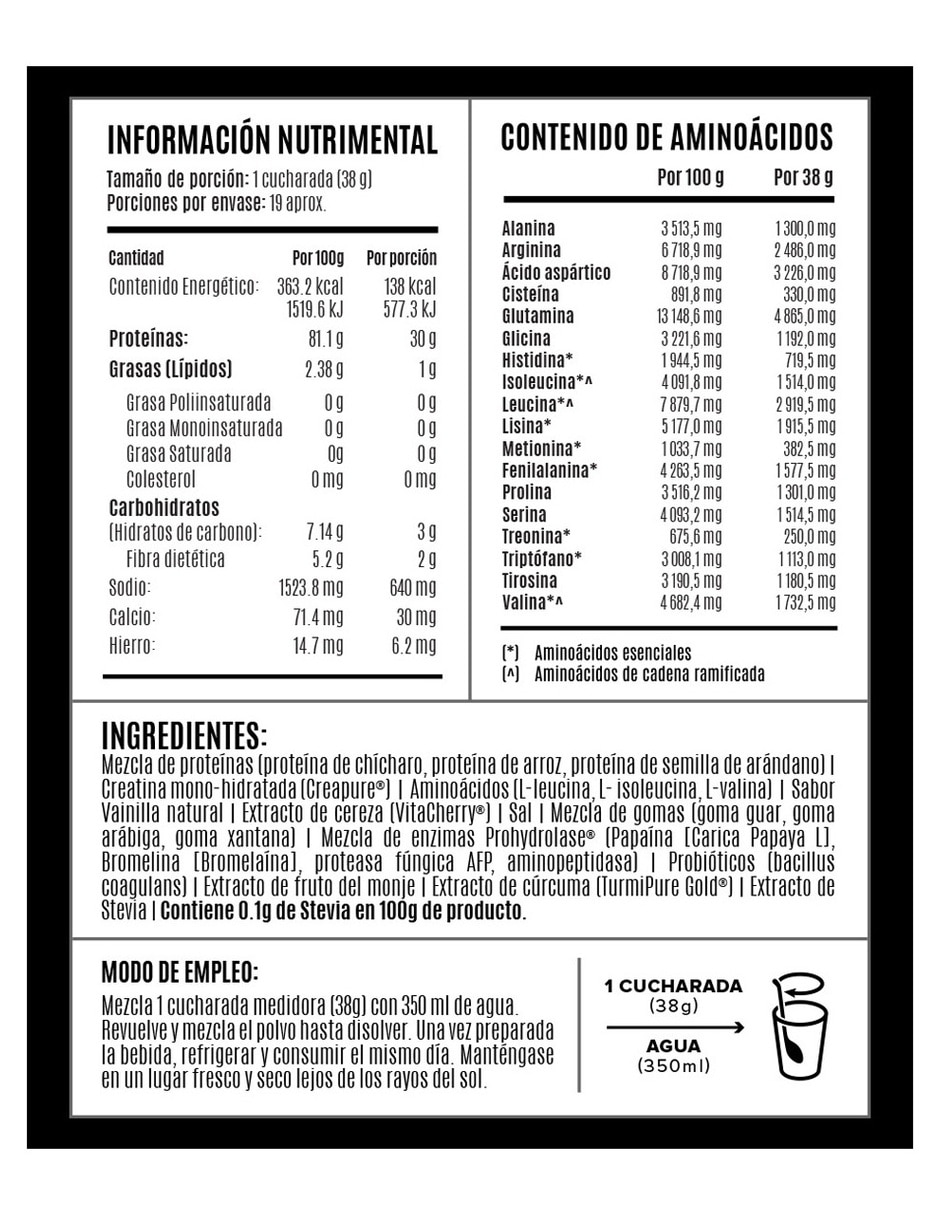 Proteína Vegetal Premium sabor vainilla de 722 g 4