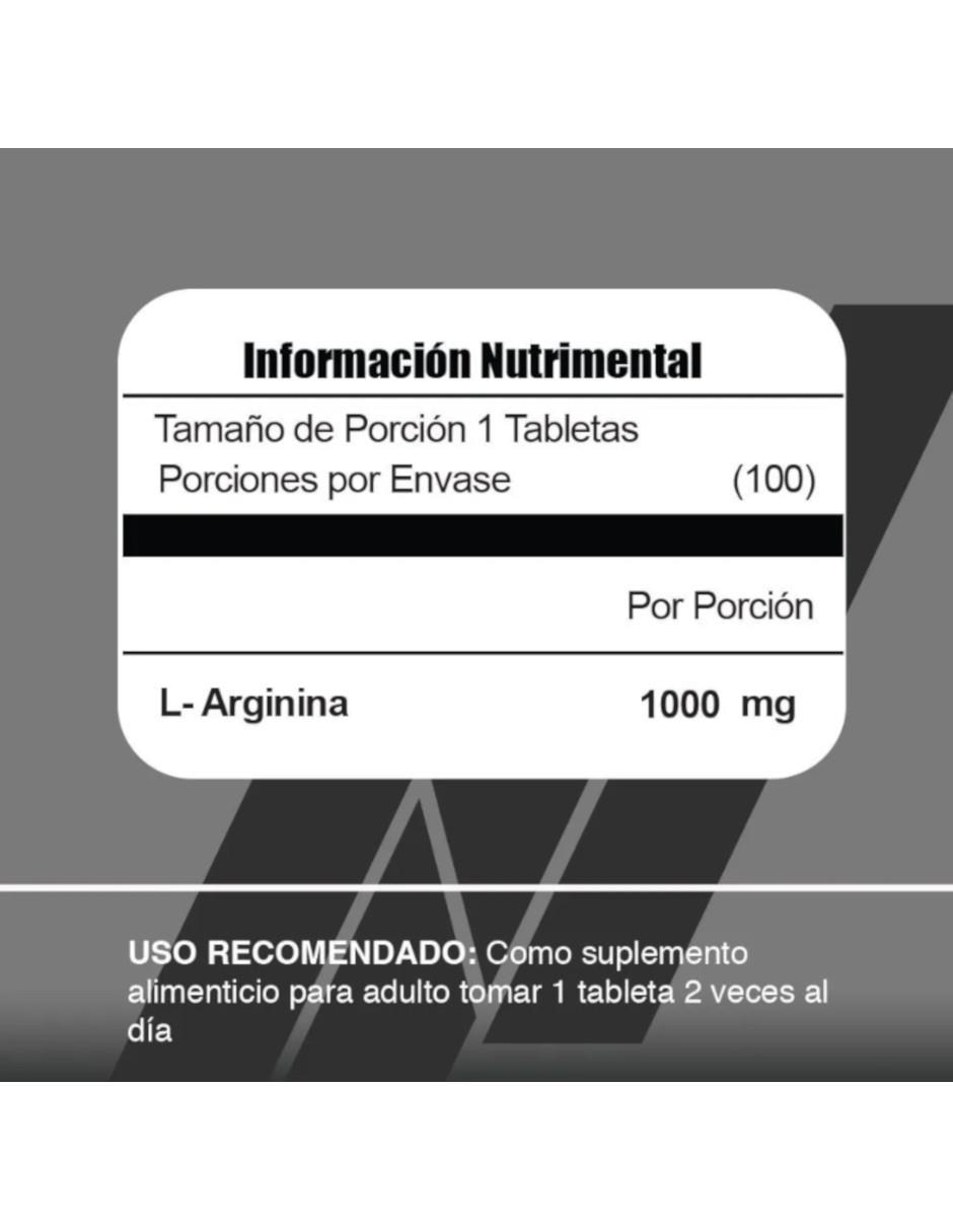 Arginina L- Arginine Suplemento 100 Tabletas 3