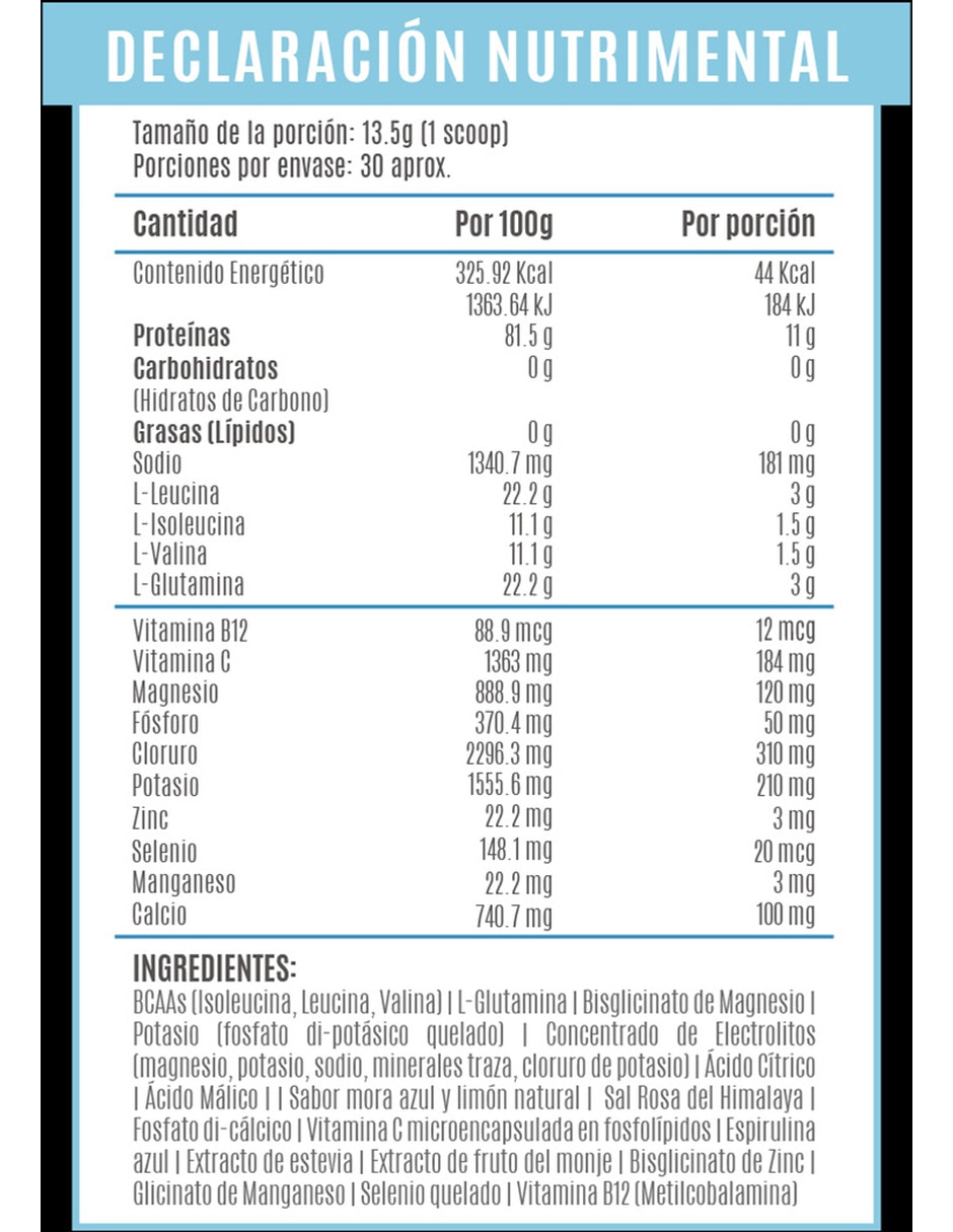 Suplemento Alimenticio sabor mora y limón de 405g 3