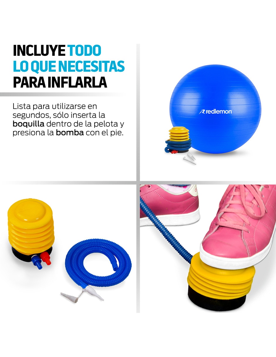 Pelota para pilates y yoga con bomba de aire Redlemon fitness ejercicio 6