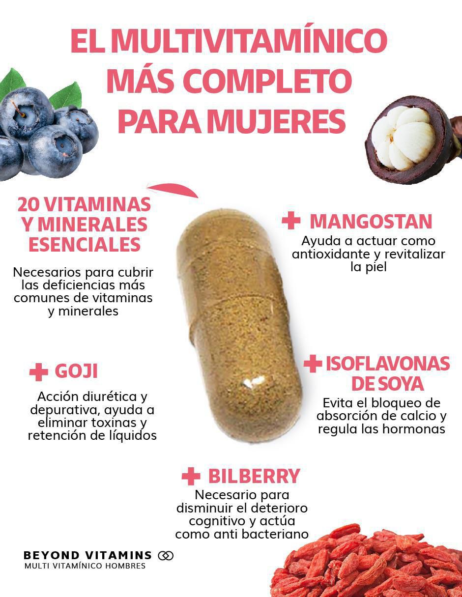 Multivitaminico con Vitamina D 23 vitaminas y minerales para Mujeres sabor natural de 60 cápsulas 2
