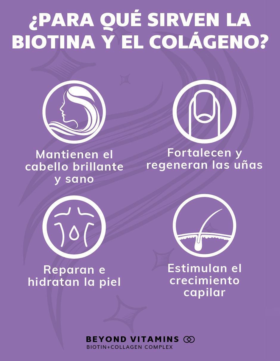 Biotina con Colágeno para cabello piel y uñas sabor natural de 60 cápsulas 3
