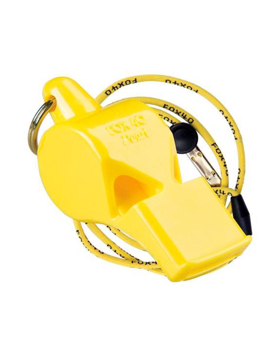 Sgaije silbato fox 40 perla amarillo con cordón
