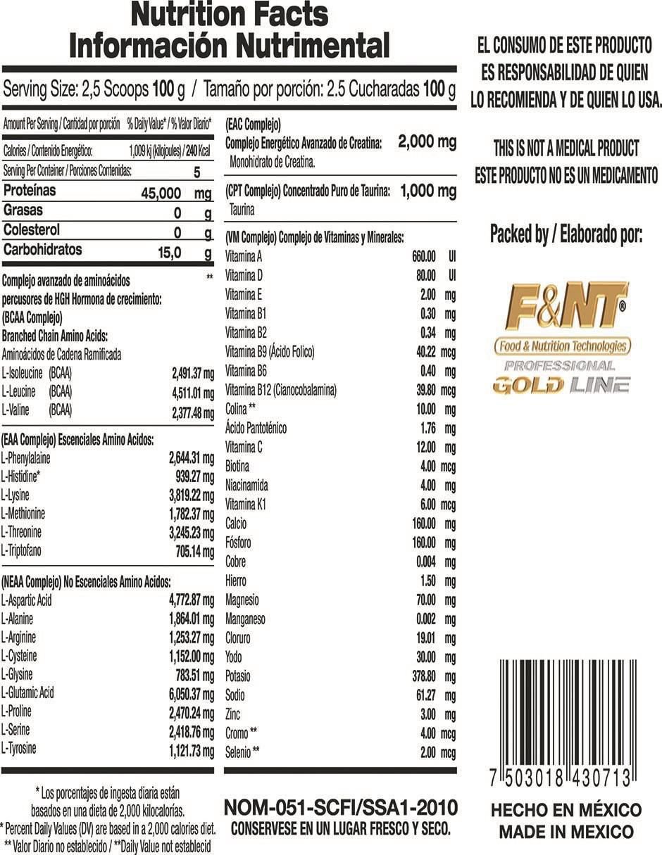 Suplemento alimenticio Food & Nutrition Technologies sabor nuez avellana 2