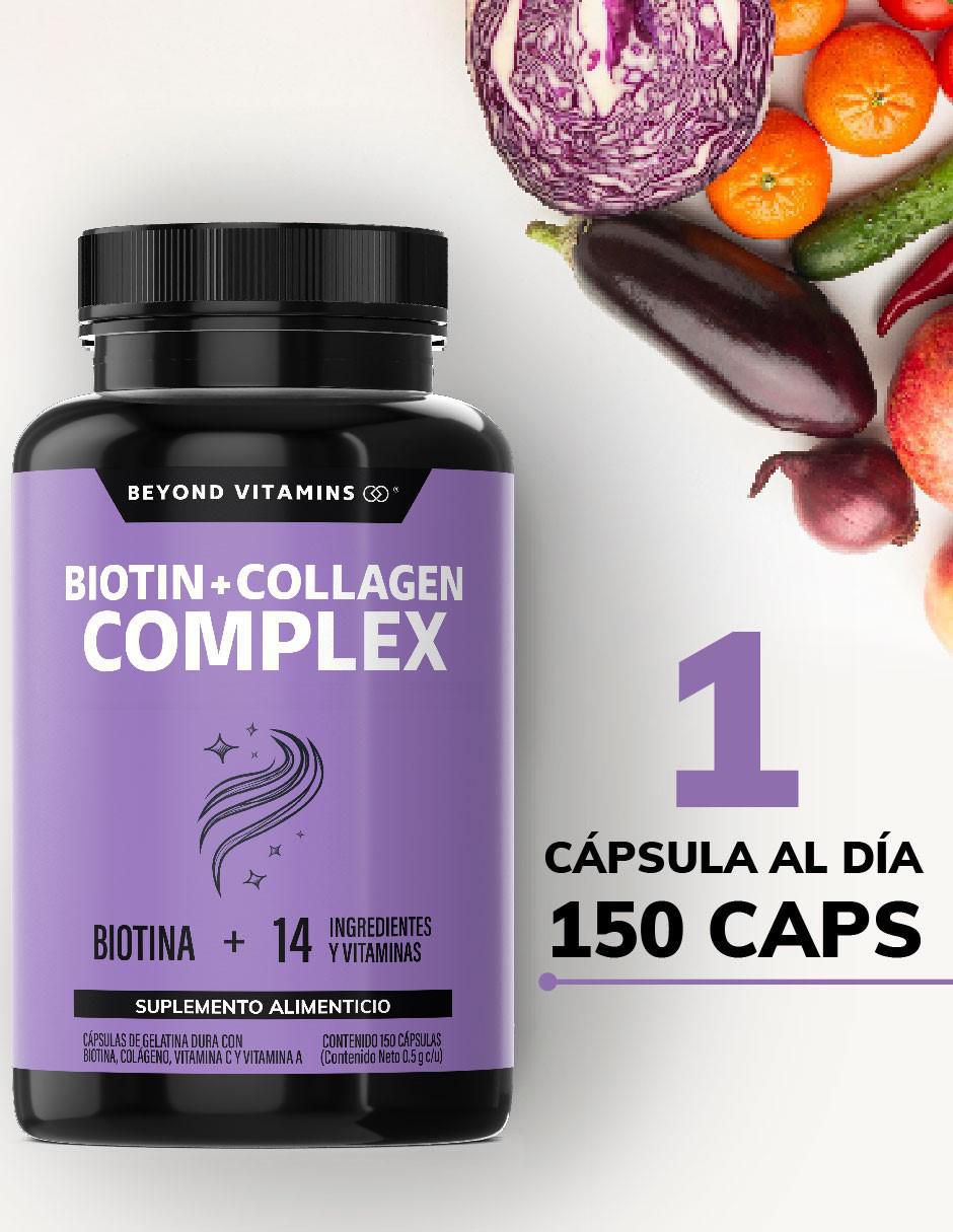 Biotina con biotina y colágeno sabor natural de 150 cápsulas 2