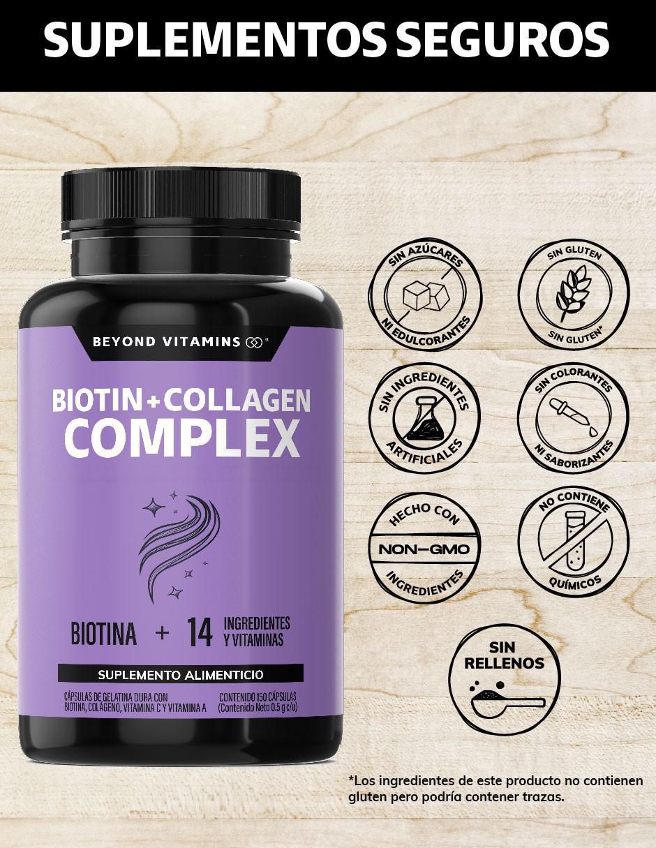 Biotina con biotina y colágeno sabor natural de 150 cápsulas 4
