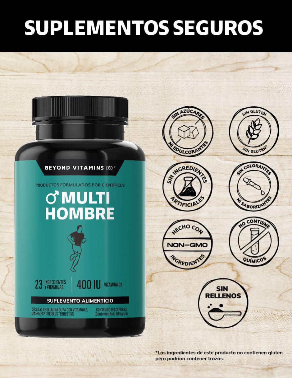 Multivitaminico con vitaminas y minerales para Hombres sabor natural de 150 cápsulas 2