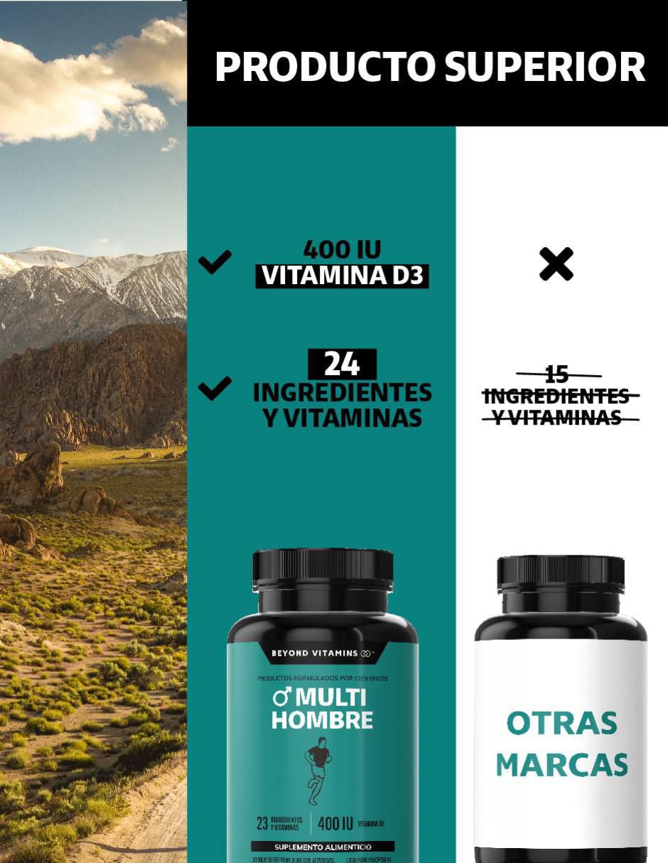 Multivitaminico con vitaminas y minerales para Hombres sabor natural de 150 cápsulas 3