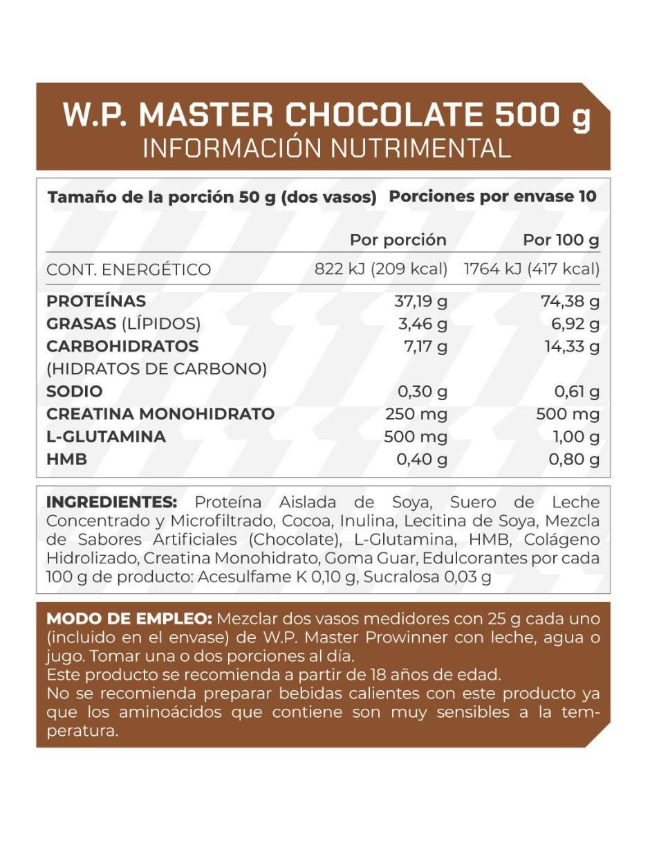 Suplemento WP Master (Whey protein) Prowinner sabor chocolate de 1 l 2
