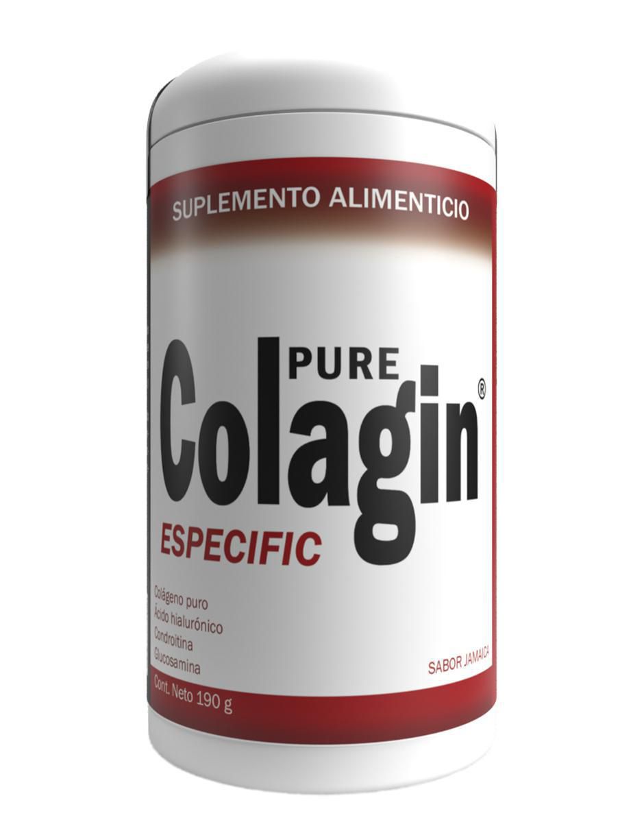 Pure Colagin con péptidos bioactivos, cólageno hidrolizado, vitamina c condroitina, msm y glucosamina sabor jamaica de 190 g