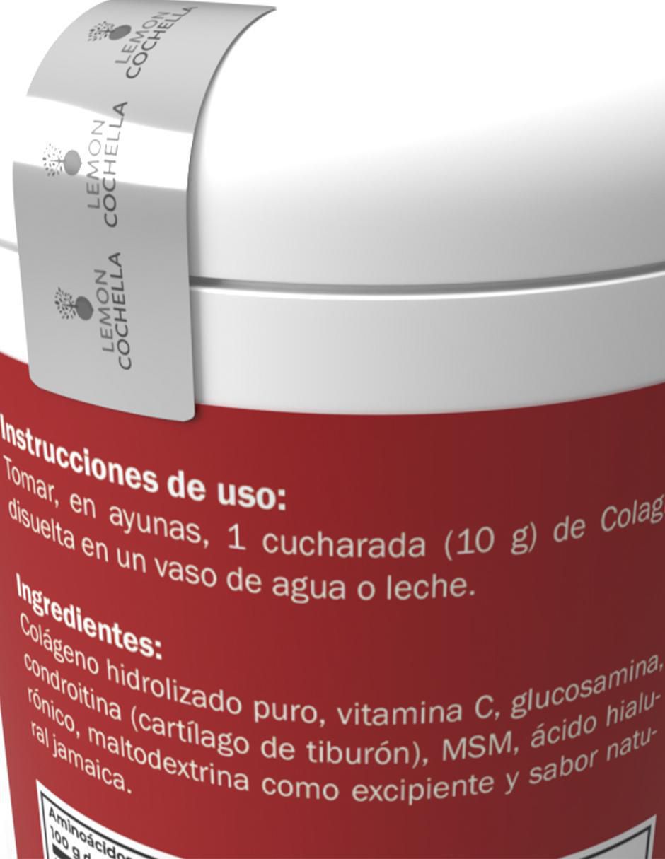 Pure Colagin con péptidos bioactivos, cólageno hidrolizado, vitamina c condroitina, msm y glucosamina sabor jamaica de 190 g 3