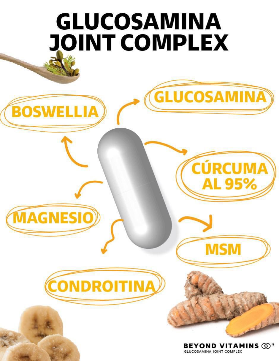 Glucosamina y Cúrcuma Articulaciones sabor natural de 60 cápsulas 2