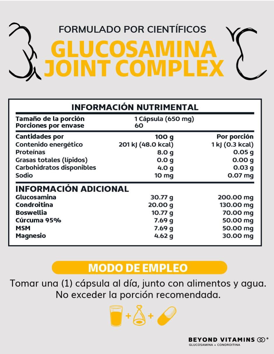 Glucosamina y Cúrcuma Articulaciones sabor natural de 60 cápsulas 4
