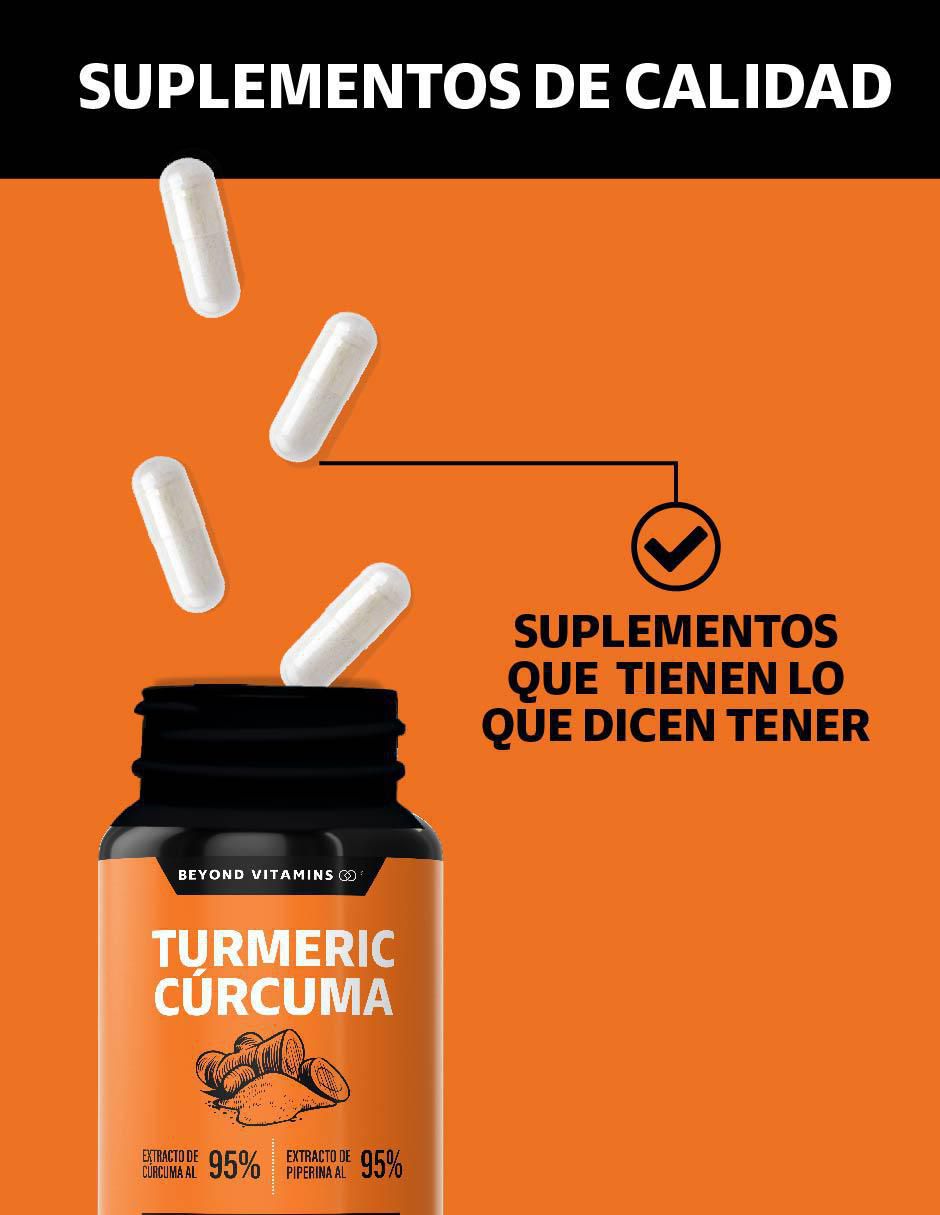 Cúrcuma al 95% y Pimienta negra con turmeric y piperina sabor natural de 150 cápsulas 4